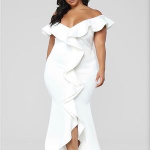 Plus Size White  Long Dress
